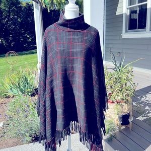 J.McLaughlin black plaid poncho.